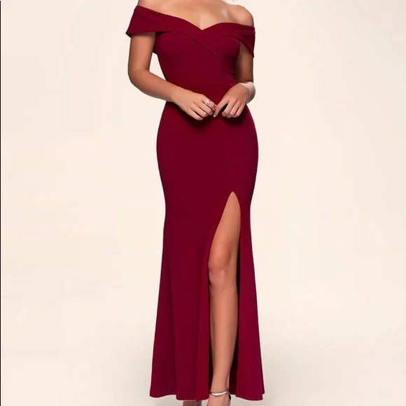 Azazie | Dresses | Gorgeous Brand New Wtag Long Burgundy Dress | Poshmark